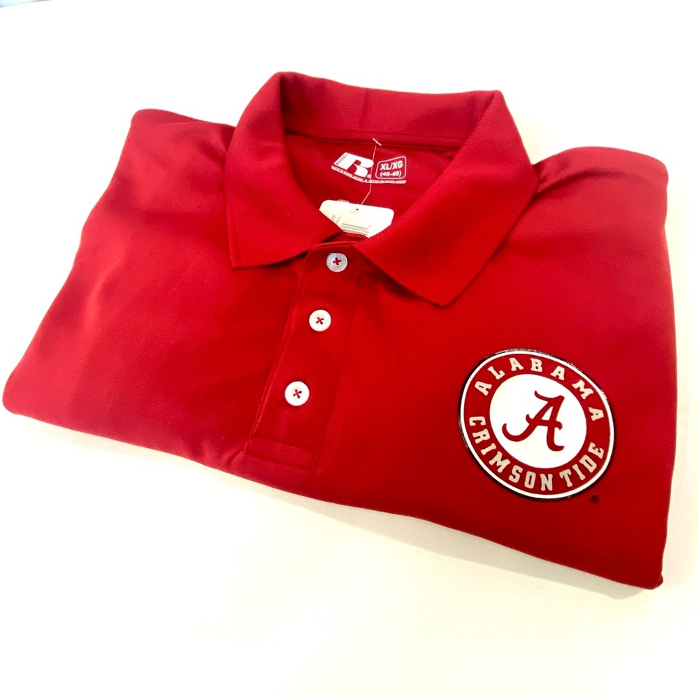 Alabama Crimson Tide Golf Polo Shirt Men XL Red Short Sleeve Russell Performance
